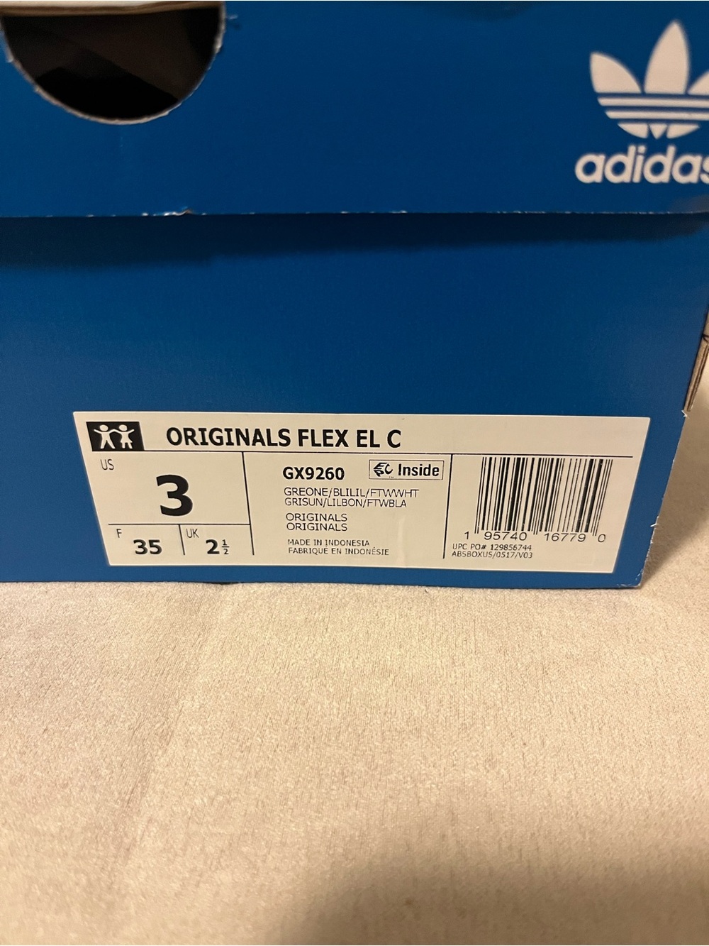 Adidas Originals Flex EL C Kids’ Size 3 NIB GX9260 - Picture 9 of 9